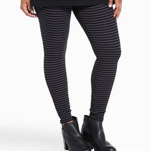 Torrid Grey Striped Ribbed Knit Leggings